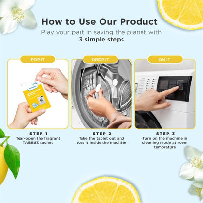 How to Use Tabbsz Washing Machine Descaler, Step-by-Step Guide, Eco-Friendly Cleaning Tabs, Suitable for Front and Top Load Machines
